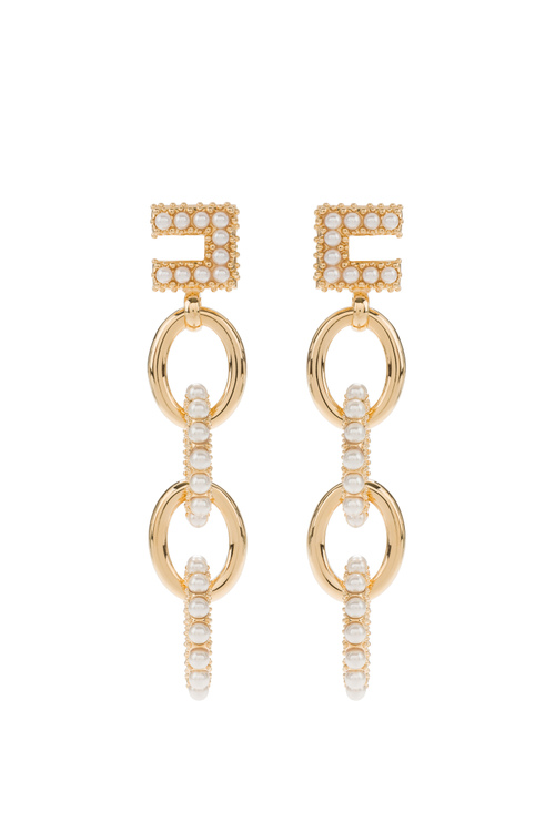 Pendant earrings with maxi pearls - Elisabetta Franchi® Outlet