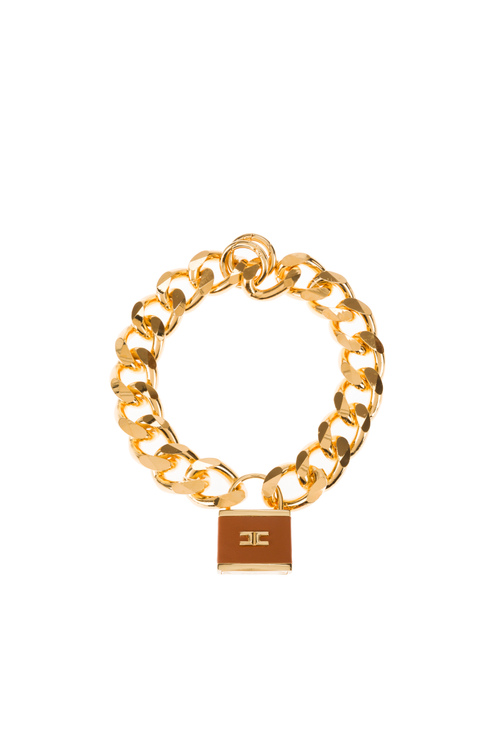Maxi necklace with covered padlock - Elisabetta Franchi® Outlet
