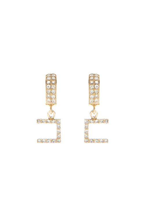 Earrings with logo made of rhinestones - Elisabetta Franchi® Outlet