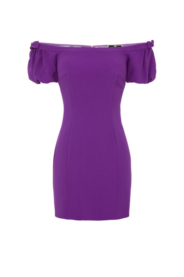 Stretch fabric dress with straight cut neckline - Elisabetta Franchi® Outlet