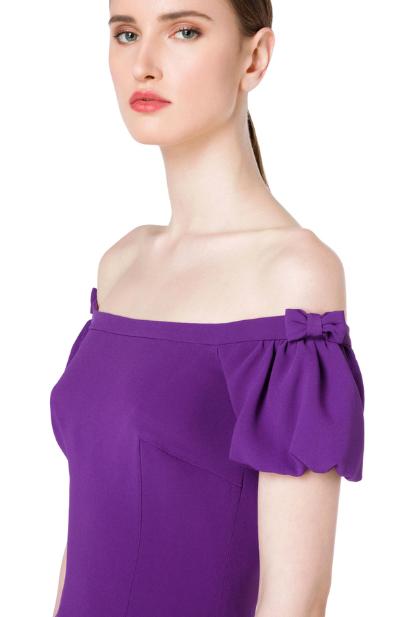 Stretch fabric dress with straight cut neckline - Elisabetta Franchi® Outlet