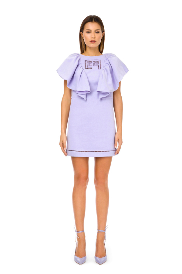 Fleece mini dress with embroidery - Elisabetta Franchi® Outlet