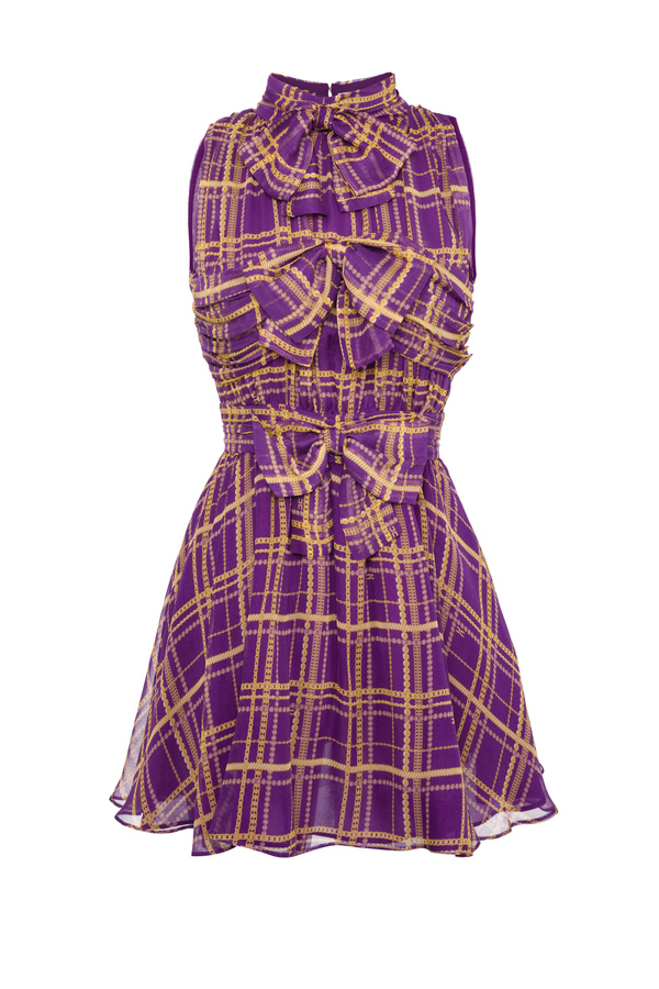 Mini vestido con estampado cadena-cuadros - Elisabetta Franchi® Outlet