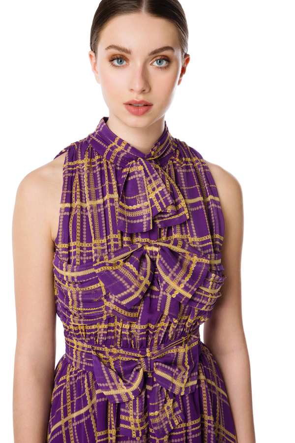 Mini dress with check-chain print - Elisabetta Franchi® Outlet