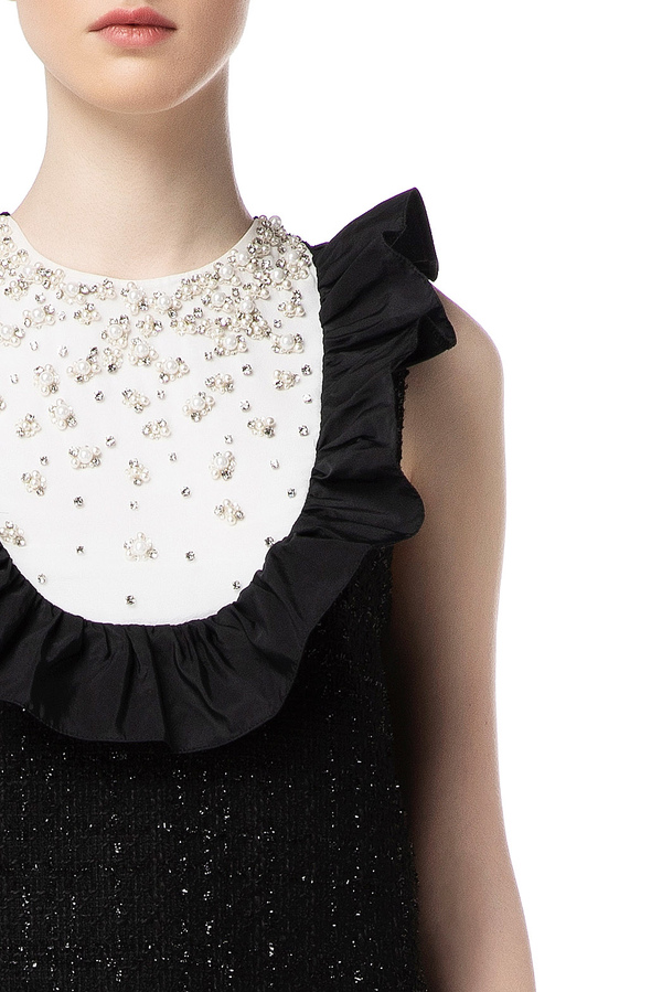 Mini vestido de tweed con perlas - Elisabetta Franchi® Outlet