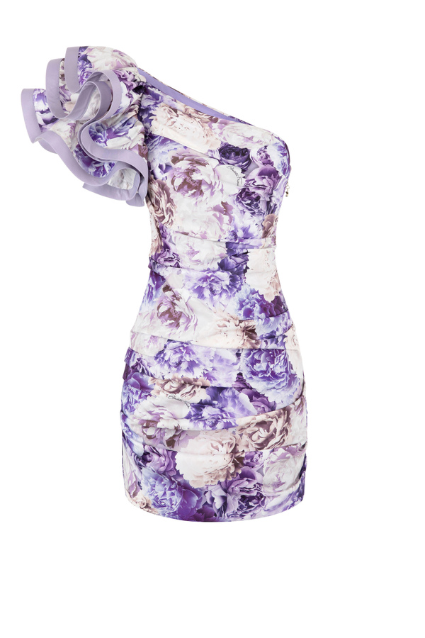 Mini vestido de estampado de peonías - Elisabetta Franchi® Outlet