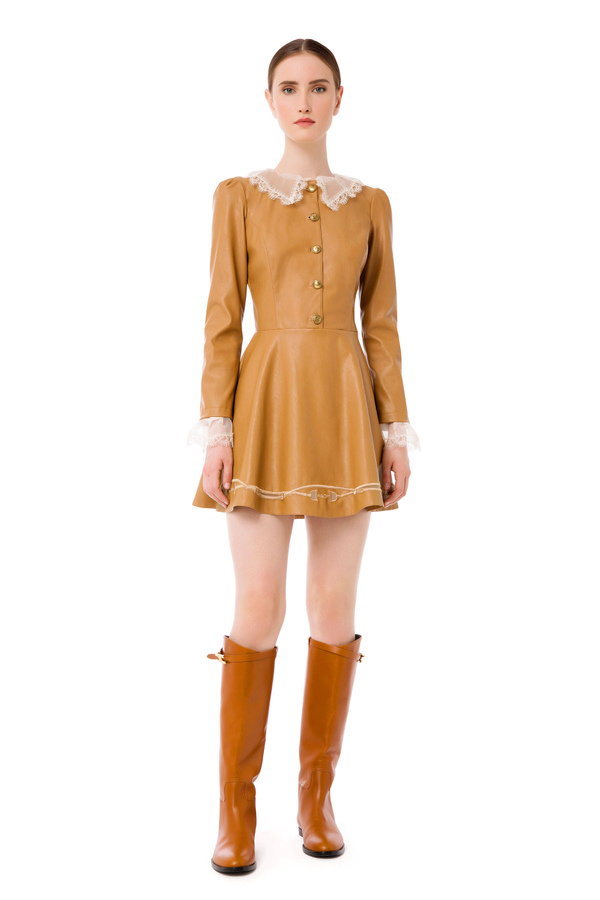 Mini dress with lace collar - Elisabetta Franchi® Outlet