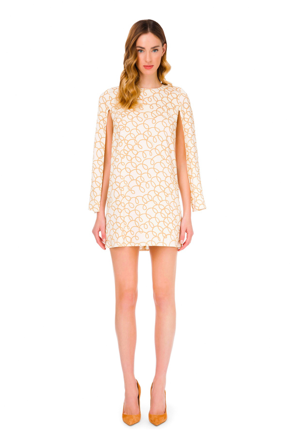 Printed dress with open sleeves - Elisabetta Franchi® Outlet