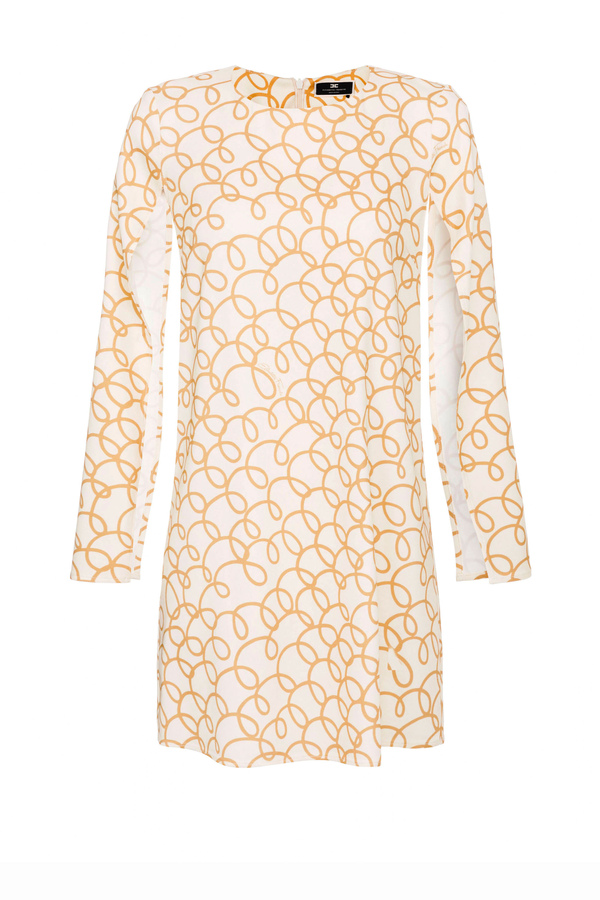 Printed dress with open sleeves - Elisabetta Franchi® Outlet