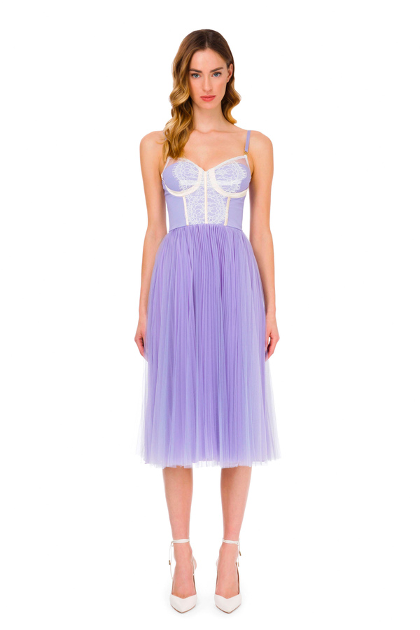 Longuette Kleid mit Spitze - Elisabetta Franchi® Outlet