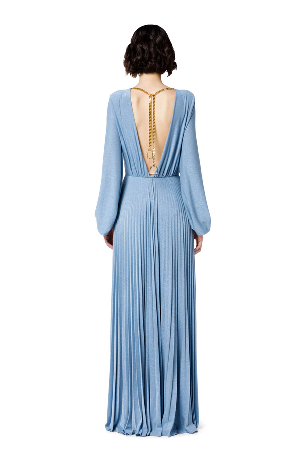 Pleated Red Carpet dress with light gold stirrup charm - Elisabetta Franchi® Outlet