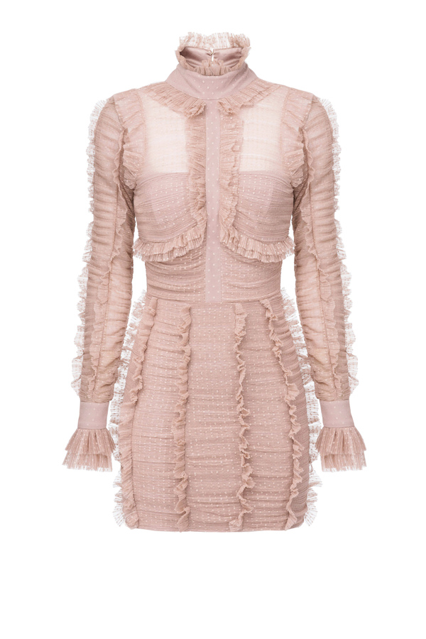 Mini dress in full ruffle tulle fabric - Elisabetta Franchi® Outlet