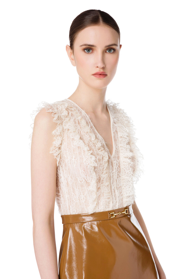 Dress composed of lace and vinyl - Elisabetta Franchi® Outlet
