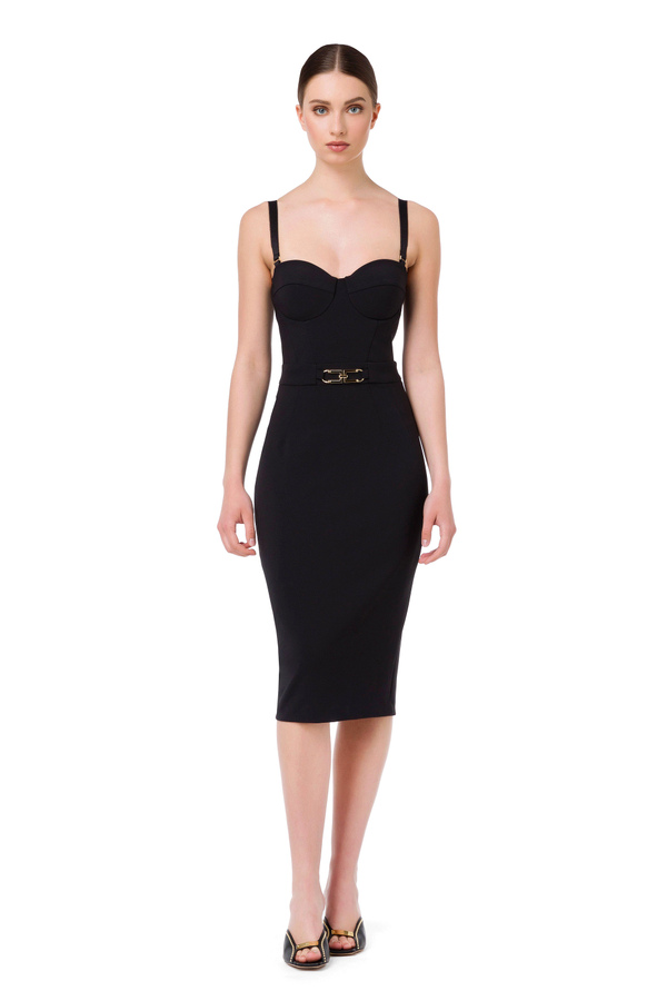 Sheath dress with bustier and gold accessory - Elisabetta Franchi® Outlet