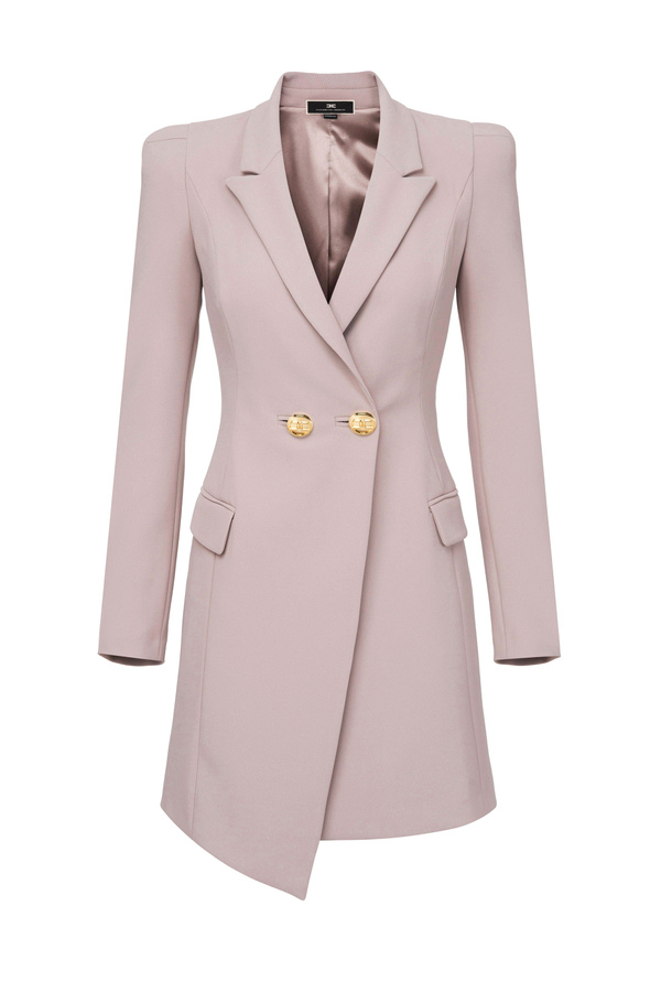 Asymmetric coat dress with lapels - Elisabetta Franchi® Outlet