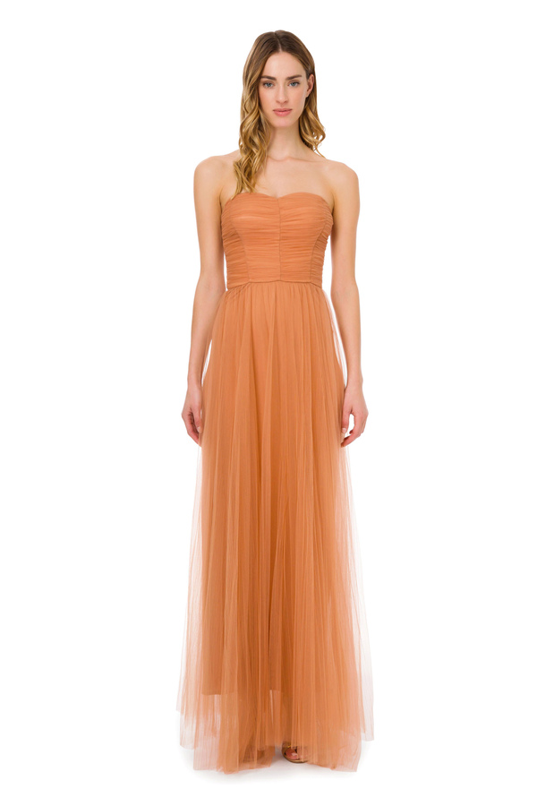 Red Carpet dress in tulle fabric - Elisabetta Franchi® Outlet