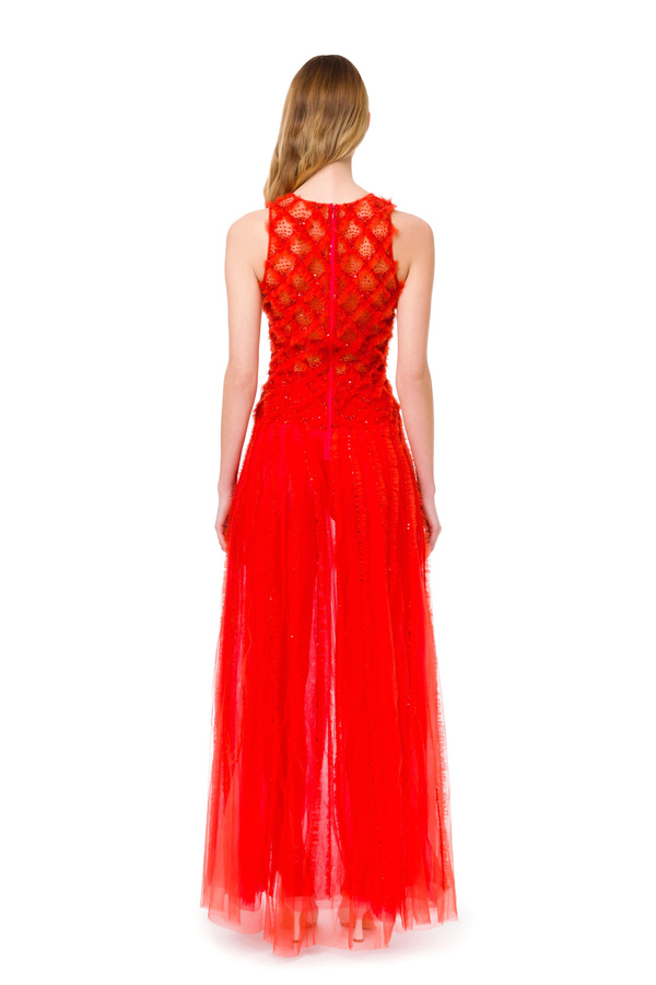 Vestido Red Carpet de tul bordado - Elisabetta Franchi® Outlet