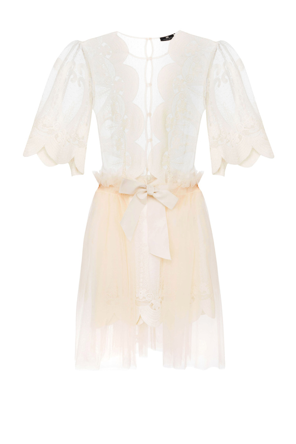 Lace dress with short sleeves - Elisabetta Franchi® Outlet
