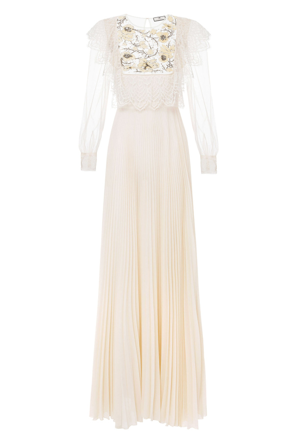 Red Carpet pleated dress with embroideries - Elisabetta Franchi® Outlet