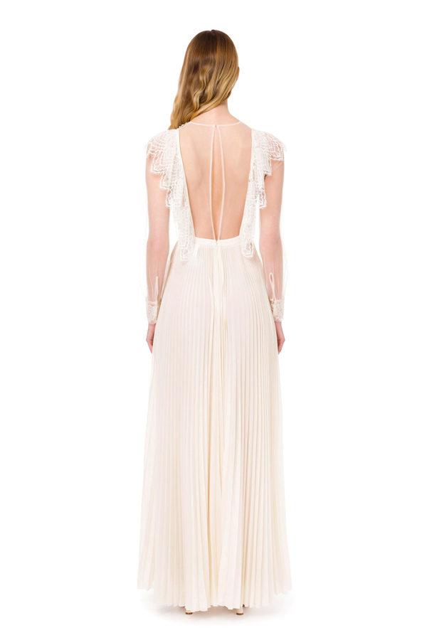 Red Carpet pleated dress with embroideries - Elisabetta Franchi® Outlet