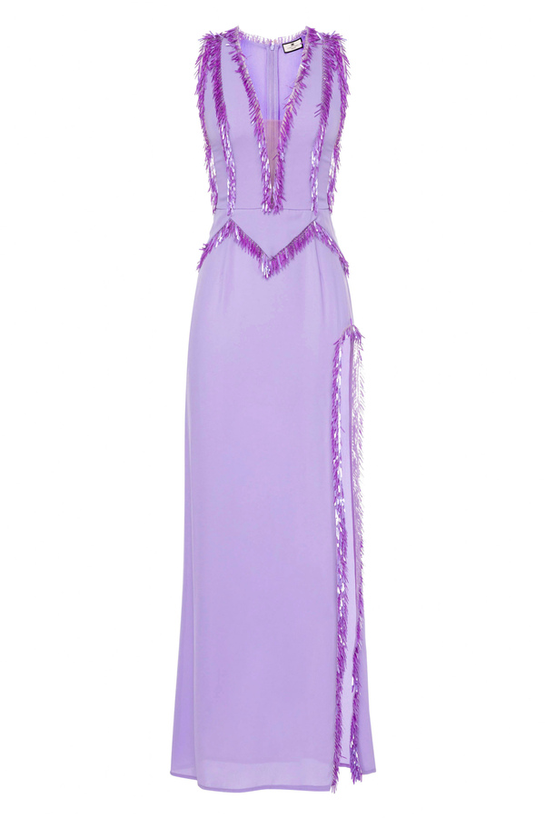 Long dress with embroidery  - Elisabetta Franchi® Outlet