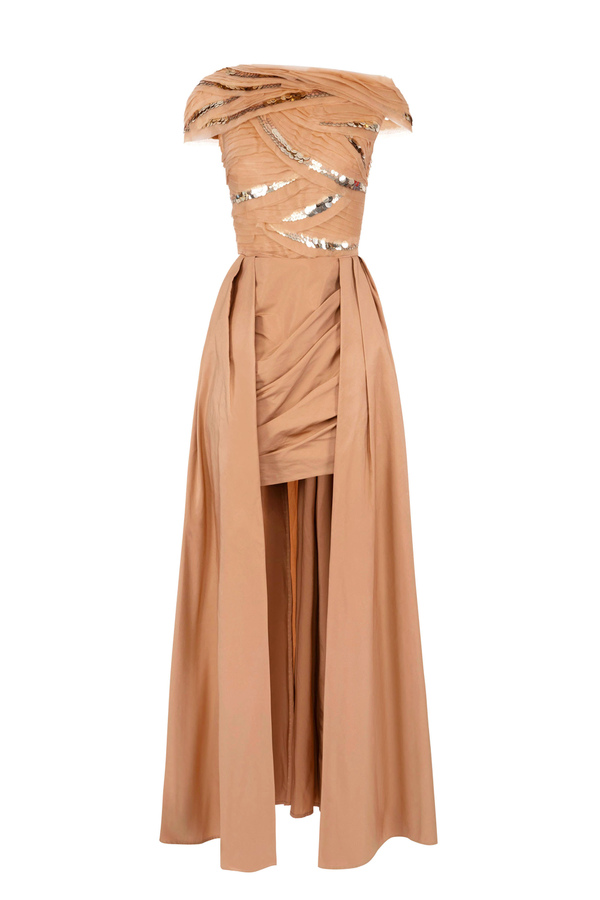Evening dress with sequin and organza embroidery - Elisabetta Franchi® Outlet