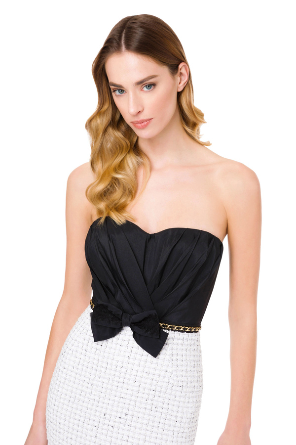 Red Carpet dress with bodice and bow - Elisabetta Franchi® Outlet