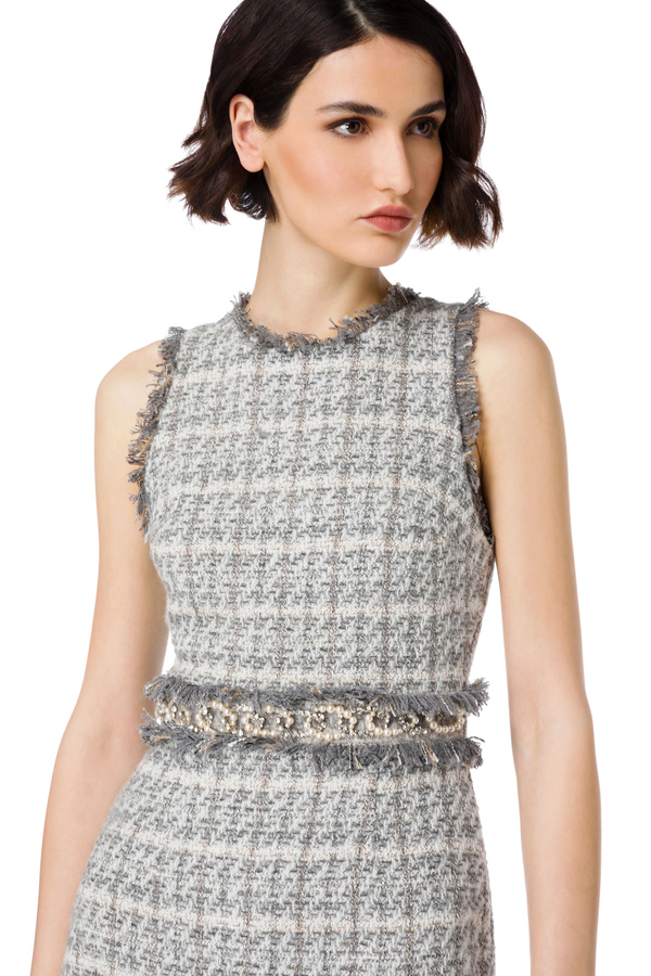 Mini-robe en tweed imprimé à carreaux - Elisabetta Franchi® Outlet