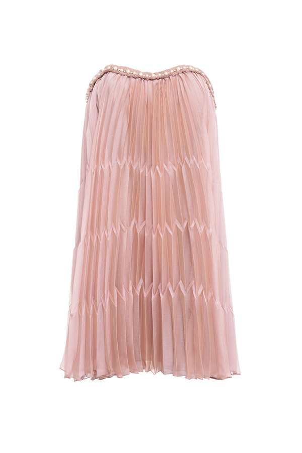 Mini abito in voile plissettato con perle - Elisabetta Franchi® Outlet