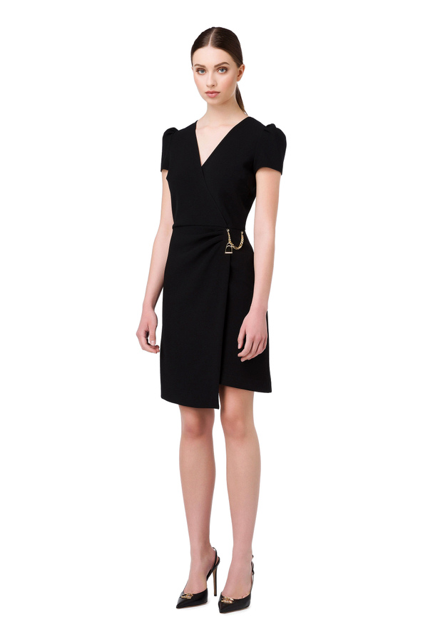 Asymmetric dress with light gold charm - Elisabetta Franchi® Outlet