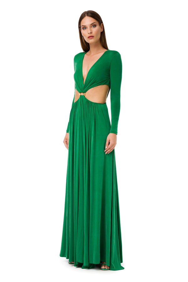 Long dress with buckle and cut-out