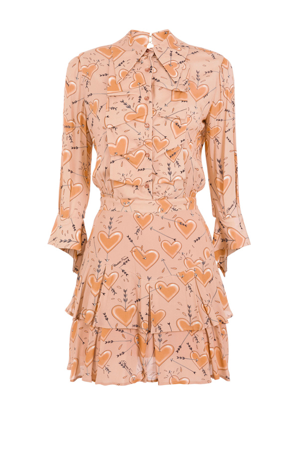 Flounce dress with heart print - Elisabetta Franchi® Outlet