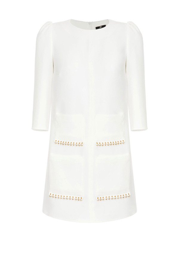 Dress with piercing embroidered pockets - Elisabetta Franchi® Outlet