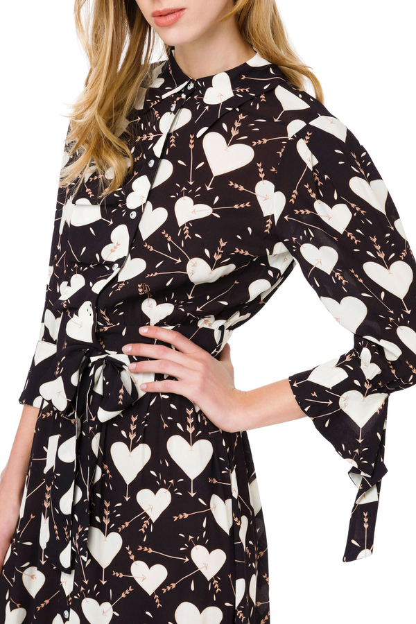 Shirt dress with heart print - Elisabetta Franchi® Outlet