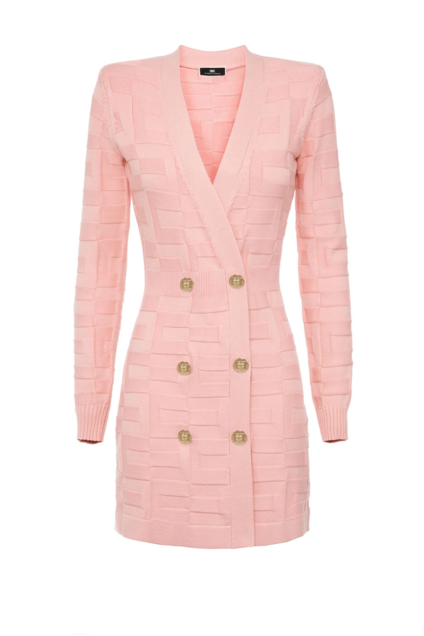 Vestido abrigo con patrón de logotipo - Elisabetta Franchi® Outlet