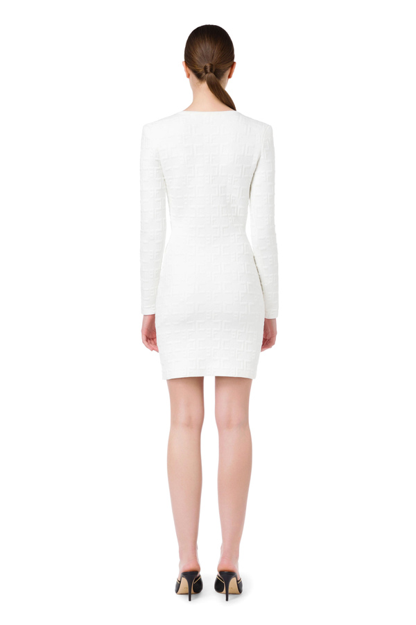 Mini vestido de malla con monograma en relieve - Elisabetta Franchi® Outlet