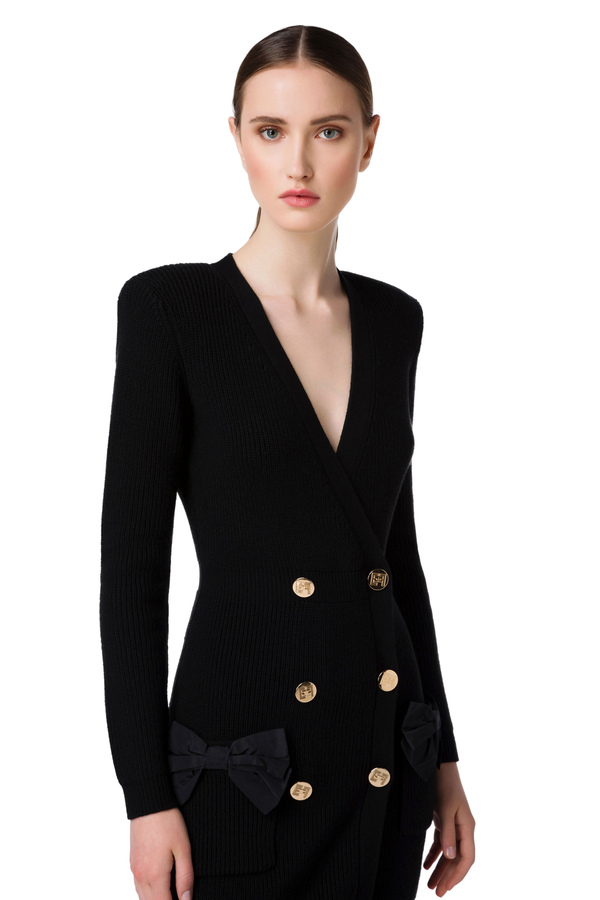 Knit coat dress with bows - Elisabetta Franchi® Outlet