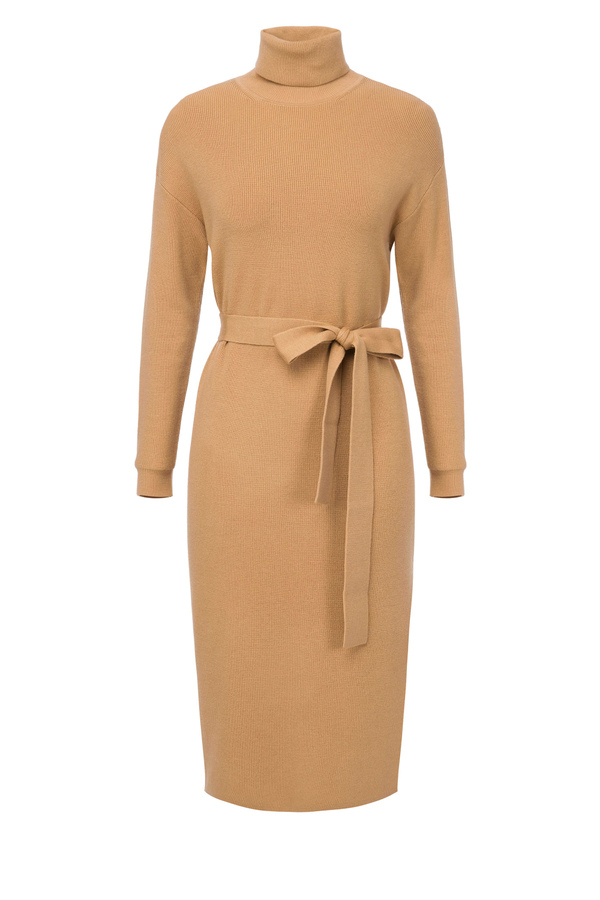 Dress in knit fabric with ribbon waistband - Elisabetta Franchi® Outlet