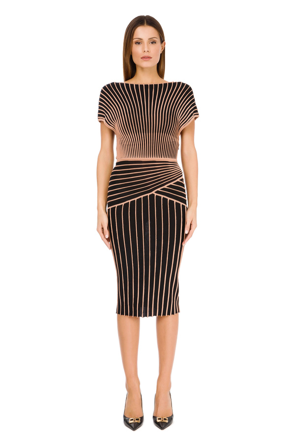 Knitted dress with ribbing - Elisabetta Franchi® Outlet