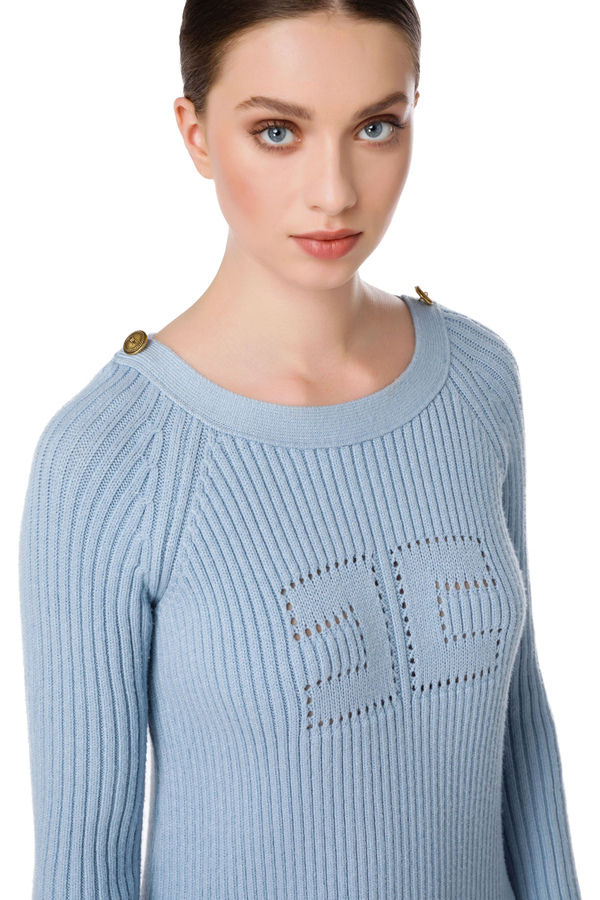 Mini vestido de punto con logotipo calado - Elisabetta Franchi® Outlet