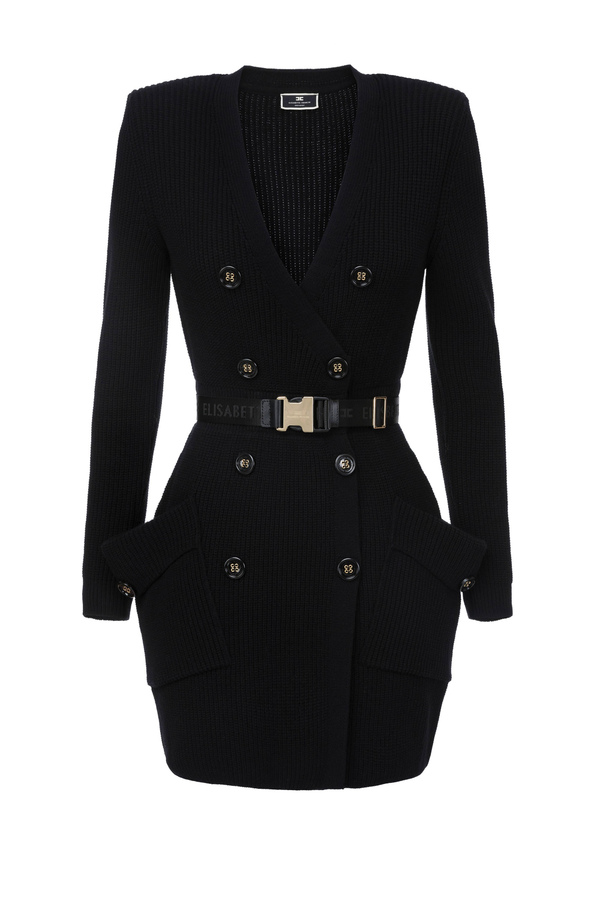 Robe-manteau avec ceinture light gold - Elisabetta Franchi® Outlet