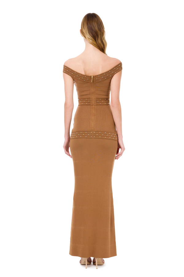 Red Carpet knit mermaid-style dress with small studs - Elisabetta Franchi® Outlet