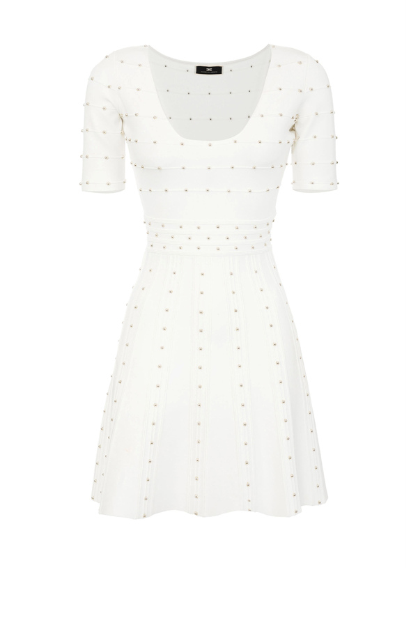 Knit mini dress with small studs - Elisabetta Franchi® Outlet