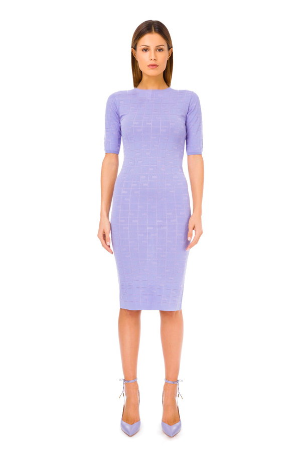 Elisabetta Franchi knit calf-length dress with logo - Elisabetta Franchi® Outlet