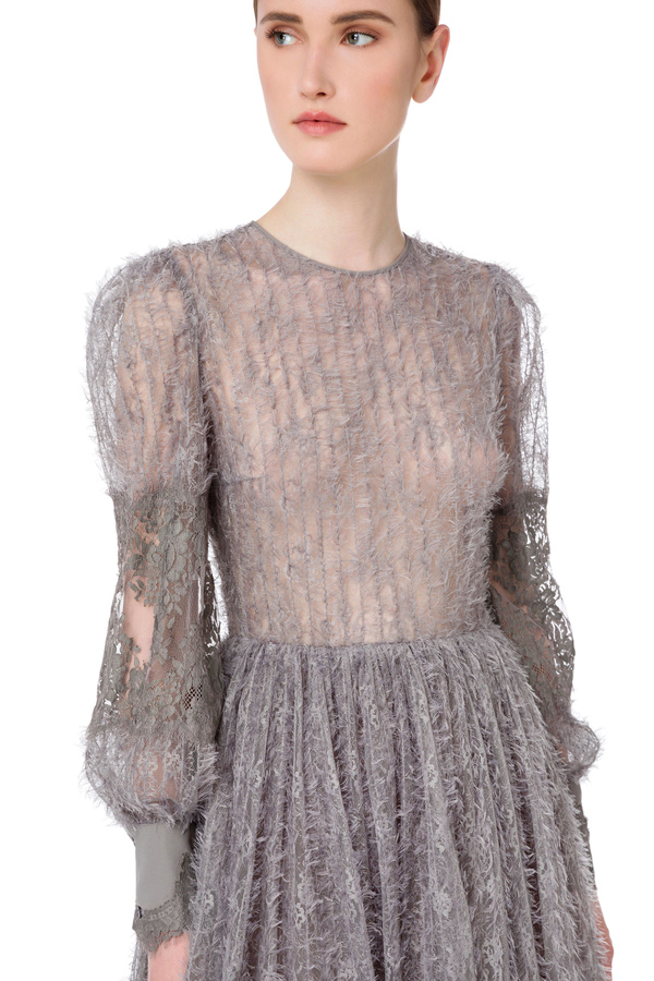 Short dress in fringe-effect lace - Elisabetta Franchi® Outlet