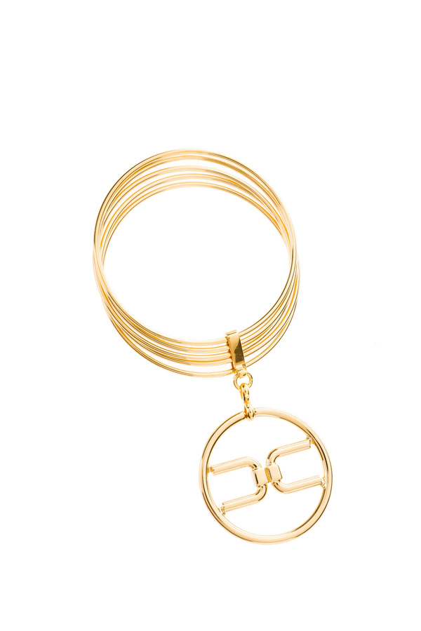 Elisabetta Franchi bangle with light gold logo - Elisabetta Franchi® Outlet