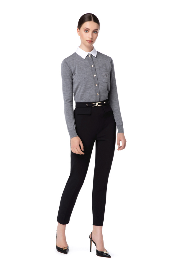 Body tricot sweater with collar - Elisabetta Franchi® Outlet