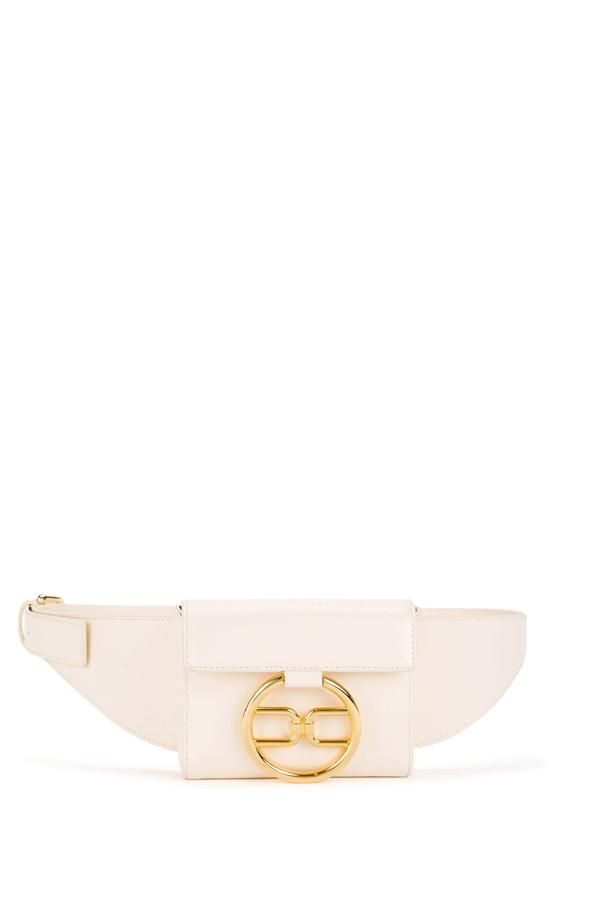 Leather waist-bag with golden logo - Elisabetta Franchi® Outlet