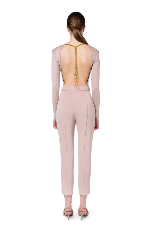Bodysuit in jersey fabric with scoop neckline and gold charm - Elisabetta Franchi® Outlet
