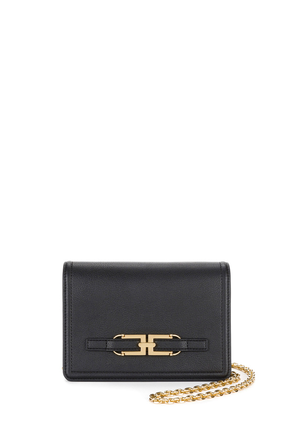 Shoulder bag with gold chain and logo - Elisabetta Franchi® Outlet